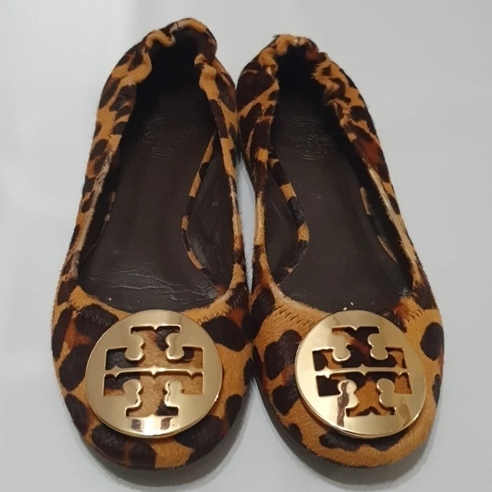 Tory Burch Leopard Print Calf Hair Reva Ballet Flats